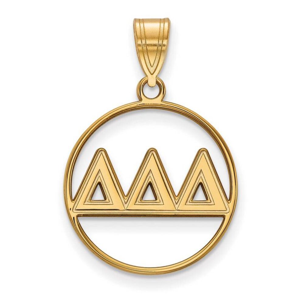 14K Plated Silver Delta Delta Delta Med Circle Greek Letters Pendant